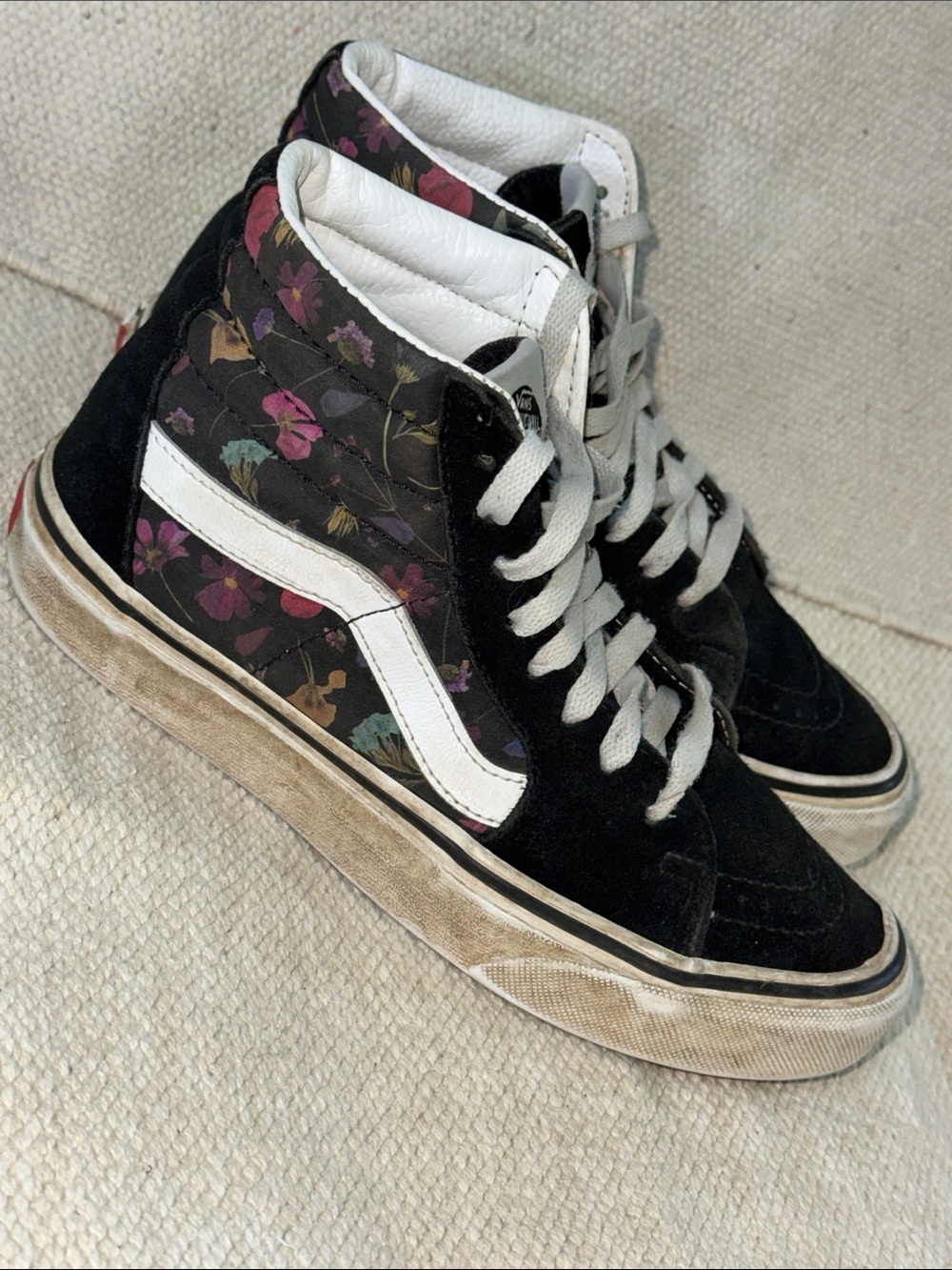 Vans Black High-Top Sneakers with Floral Panels